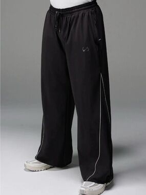 Black Wide-Leg Track Pants